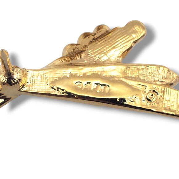 Avon Gold Tone Lapel Pin Tie Tack Skis Poles Rhinestone - Picture 6 of 7